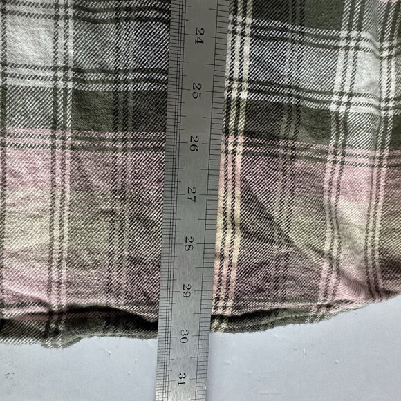 Old Navy Boyfriend Flannel Shirt Womens 2X Pink Green Button Up Cabincore Camp - Picture 9 of 9